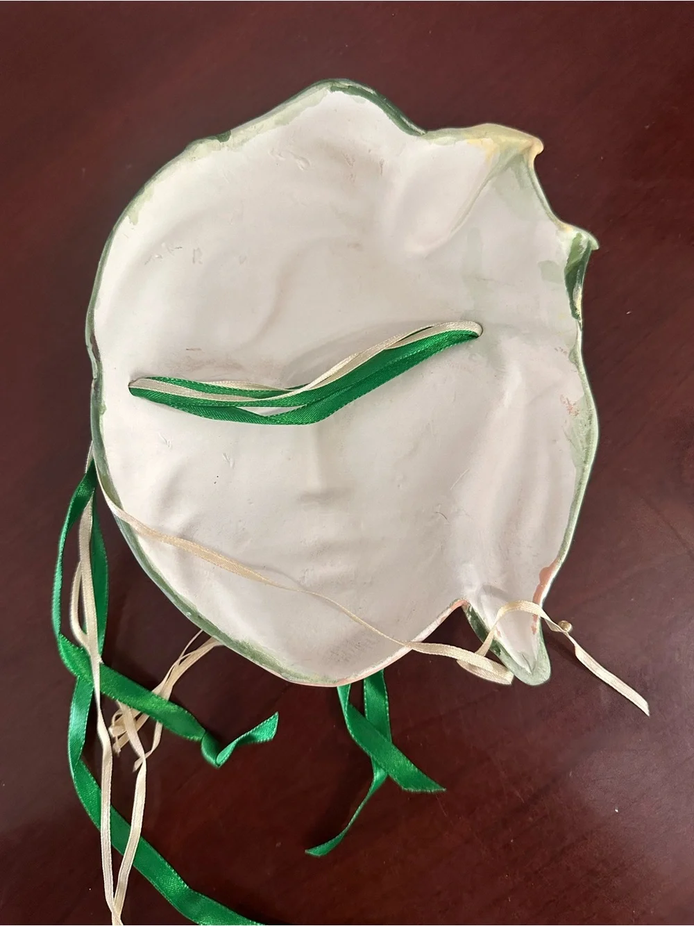 Vintage ceramic glamor girl mask wall hanging 1980s art deco revival